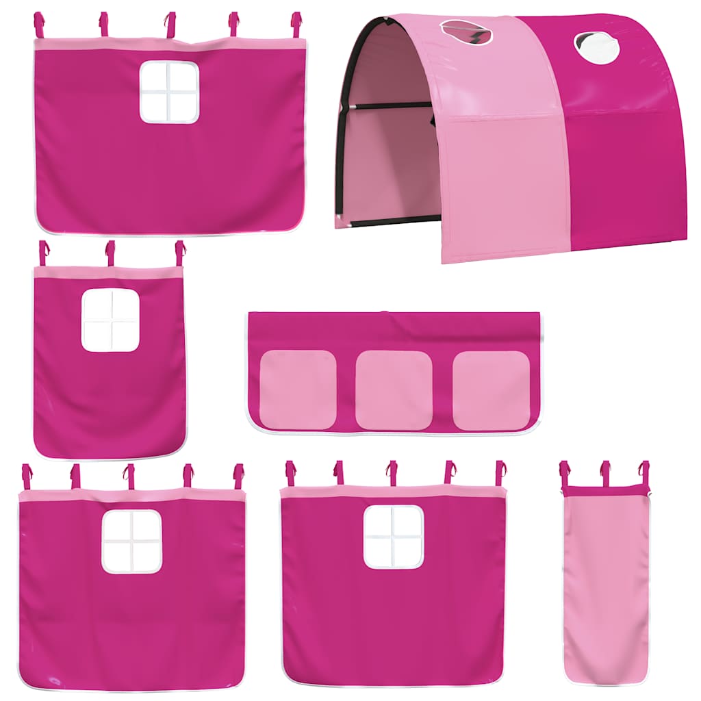 vidaXL Bunk Bed without Mattress with Slide and Curtains Pink 90x200cm 4