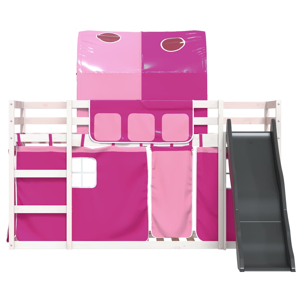 vidaXL Bunk Bed without Mattress with Slide and Curtains Pink 90x200cm 5