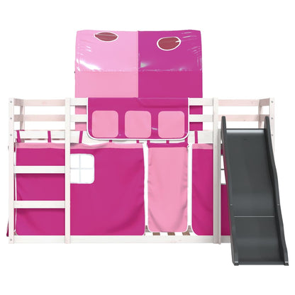 vidaXL Bunk Bed without Mattress with Slide and Curtains Pink 90x200cm 5