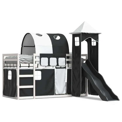 vidaXL Bunk Bed without Mattress with Slide White and Black 90x200 cm 2