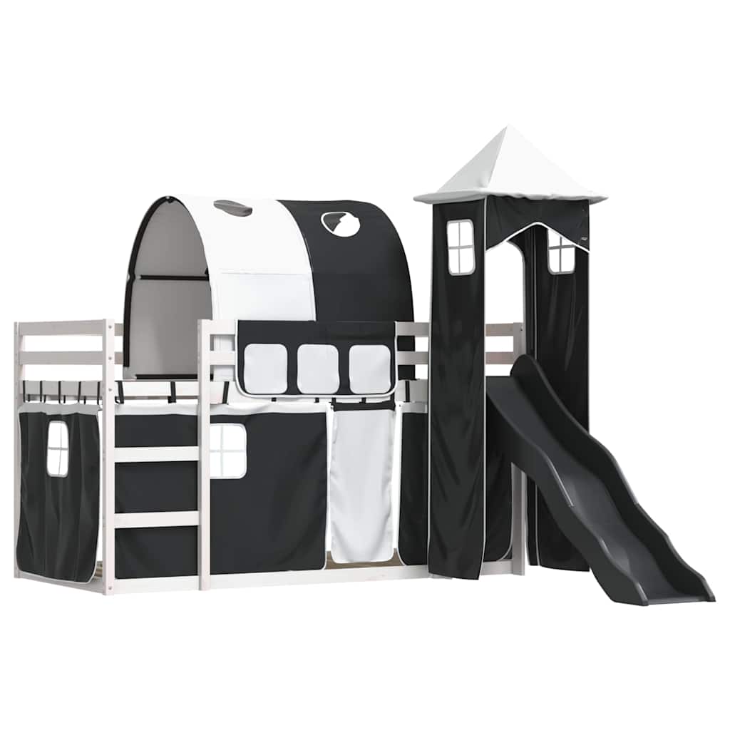 vidaXL Bunk Bed without Mattress with Slide White and Black 90x200 cm 3