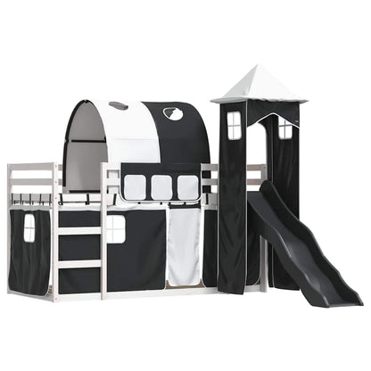 vidaXL Bunk Bed without Mattress with Slide White and Black 90x200 cm 3