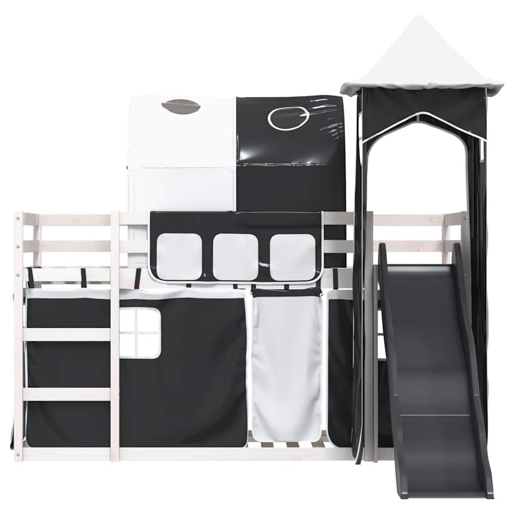 vidaXL Bunk Bed without Mattress with Slide White and Black 90x200 cm 5