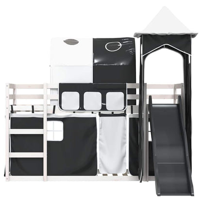 vidaXL Bunk Bed without Mattress with Slide White and Black 90x200 cm 5