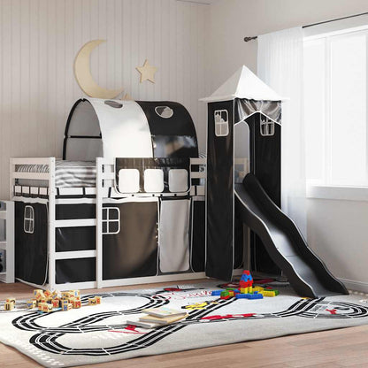 vidaXL Bunk Bed without Mattress with Slide White and Black 90x200 cm 1