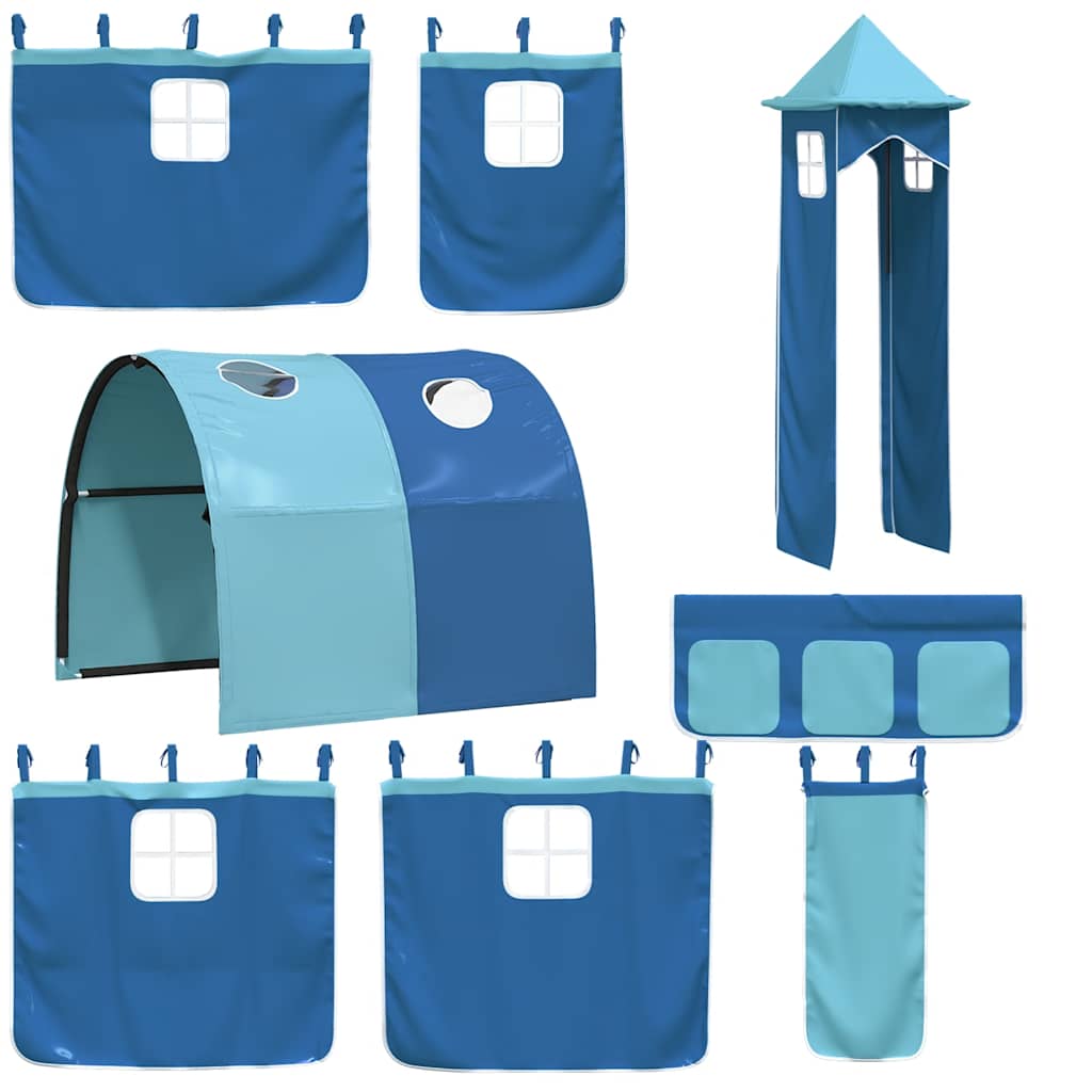 vidaXL Bunk Bed without Mattress with Slide and Curtains Blue 90x200cm 4