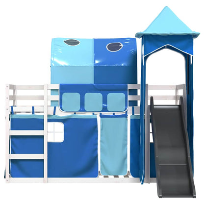 vidaXL Bunk Bed without Mattress with Slide and Curtains Blue 90x200cm 5