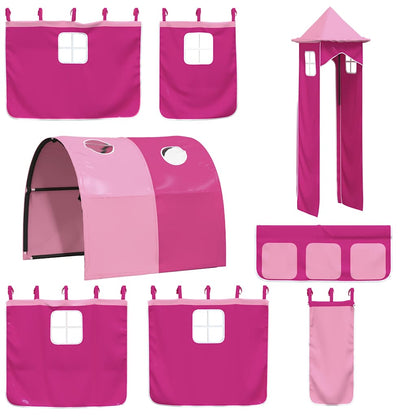 vidaXL Bunk Bed without Mattress with Slide and Curtains Pink 90x200cm 4