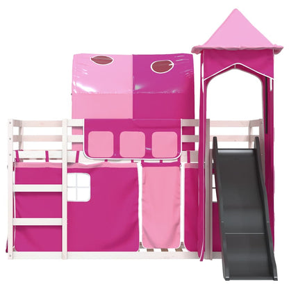 vidaXL Bunk Bed without Mattress with Slide and Curtains Pink 90x200cm 5