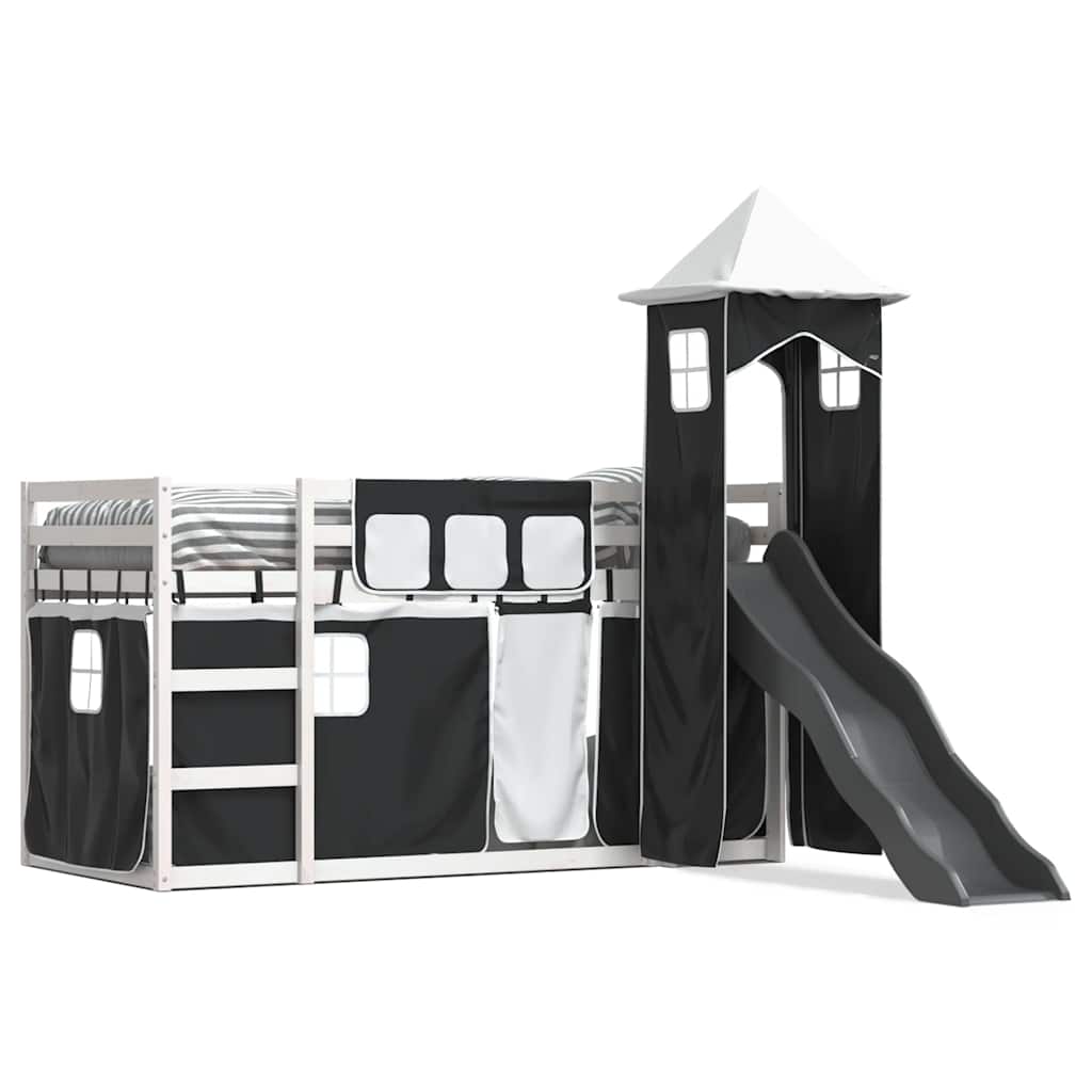 vidaXL Bunk Bed without Mattress with Slide White and Black 90x200 cm 2