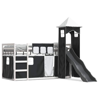vidaXL Bunk Bed without Mattress with Slide White and Black 90x200 cm 2