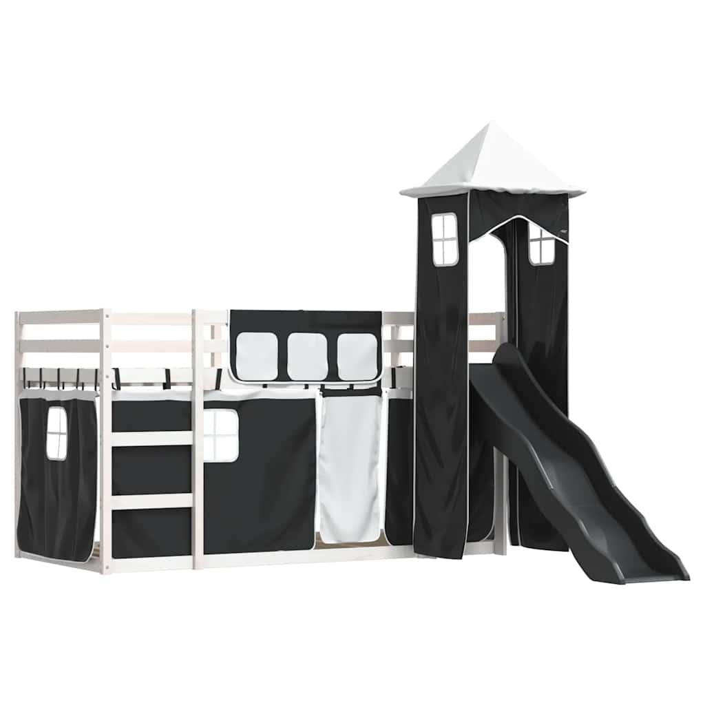 vidaXL Bunk Bed without Mattress with Slide White and Black 90x200 cm 3
