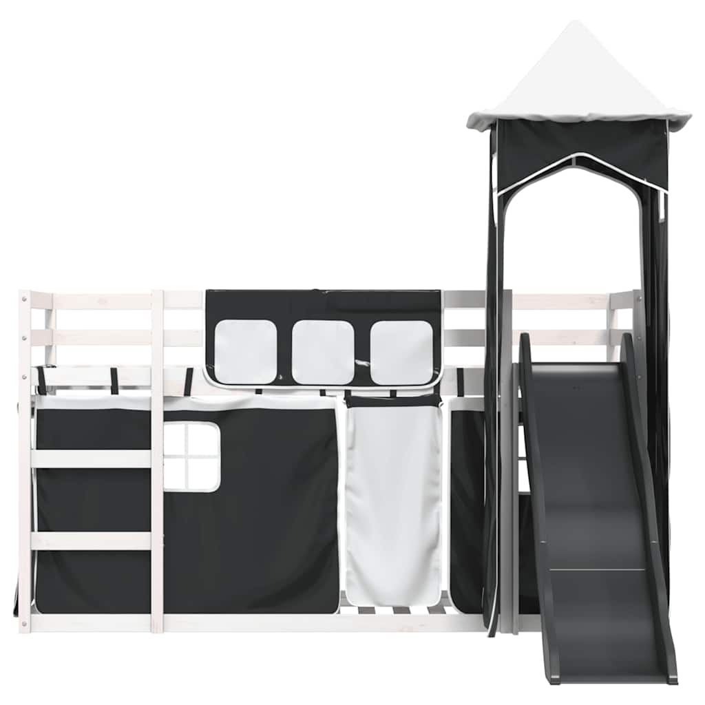 vidaXL Bunk Bed without Mattress with Slide White and Black 90x200 cm 5