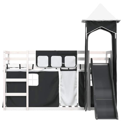 vidaXL Bunk Bed without Mattress with Slide White and Black 90x200 cm 5