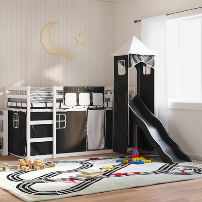 vidaXL Bunk Bed without Mattress with Slide White and Black 90x200 cm 1
