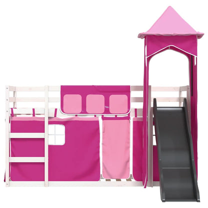 vidaXL Bunk Bed without Mattress with Slide and Curtains Pink 90x200cm 5