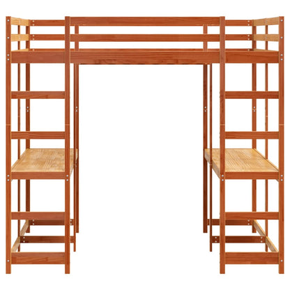 vidaXL Loft Bed with Desk and Ladder Wax Brown 160x200 cm Solid Wood Pine 5
