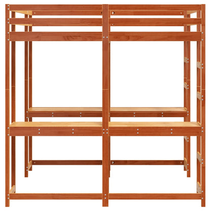 vidaXL Loft Bed with Desk and Ladder Wax Brown 160x200 cm Solid Wood Pine 6