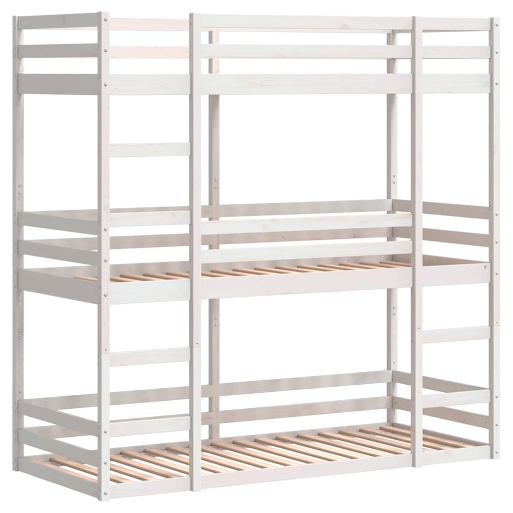 vidaXL Triple Bunk Bed without Mattress White 90x190cm Solid Wood Pine 3