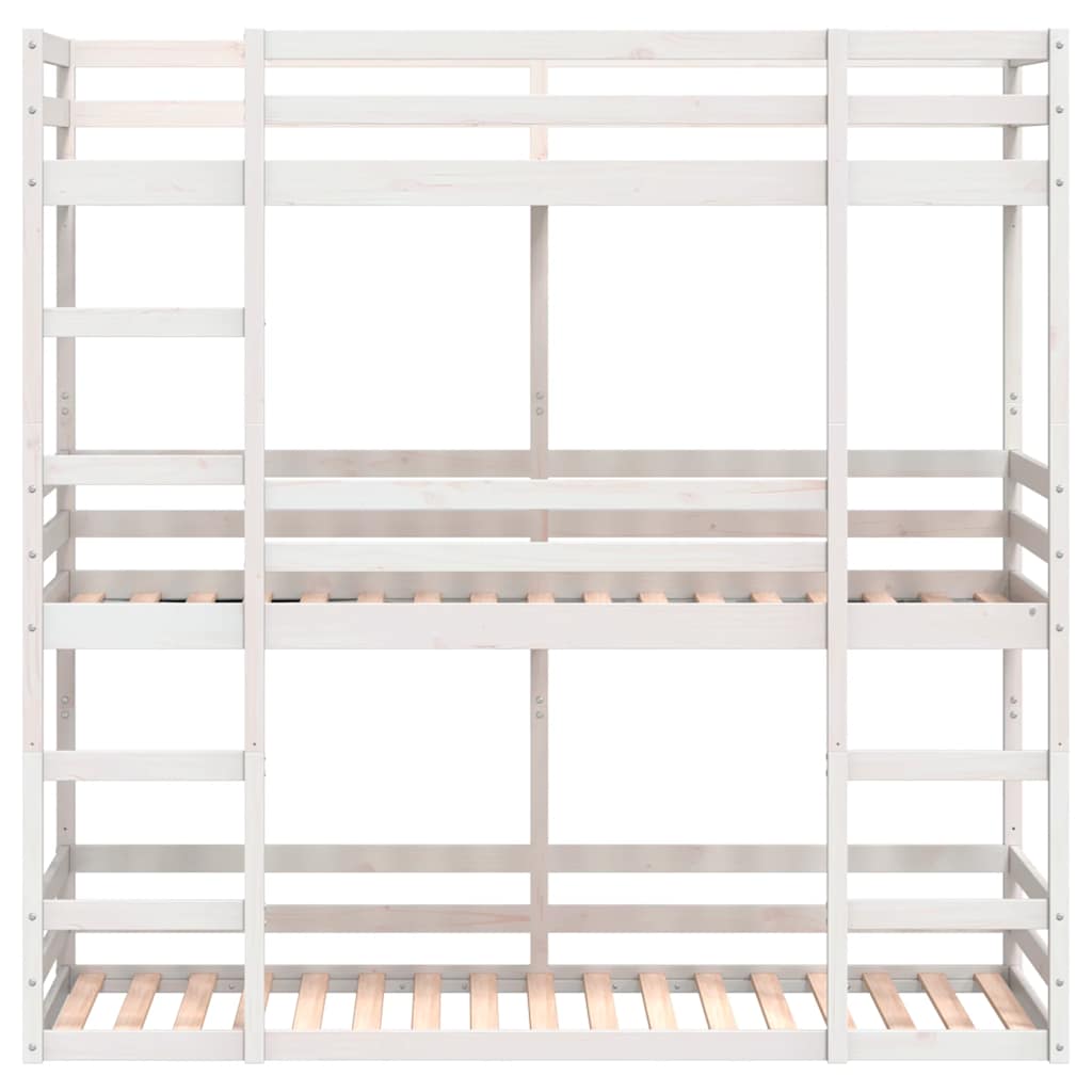 vidaXL Triple Bunk Bed without Mattress White 90x190cm Solid Wood Pine 4