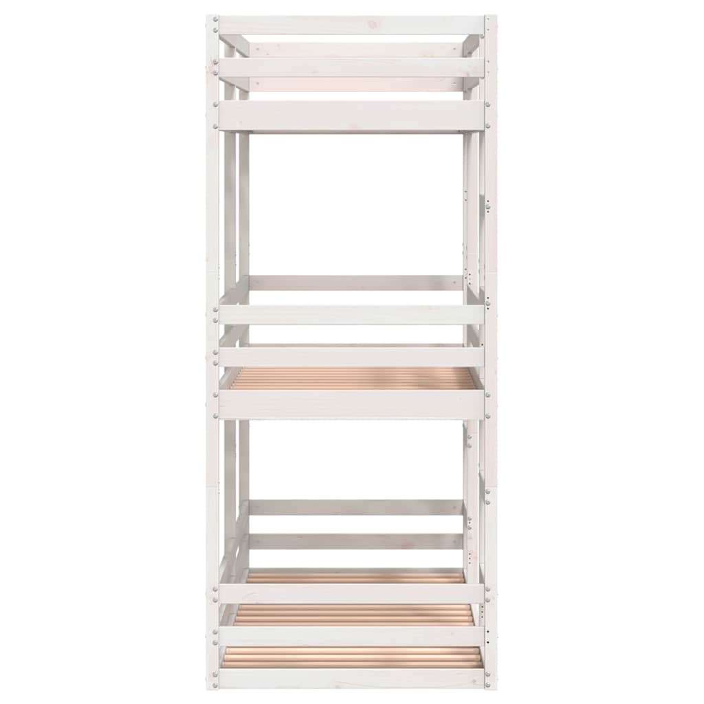 vidaXL Triple Bunk Bed without Mattress White 90x190cm Solid Wood Pine 6