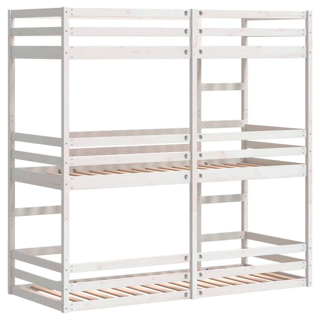 vidaXL Triple Bunk Bed without Mattress White 90x190cm Solid Wood Pine 5