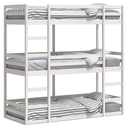 vidaXL Triple Bunk Bed without Mattress White 75x190cm Solid Wood Pine 2