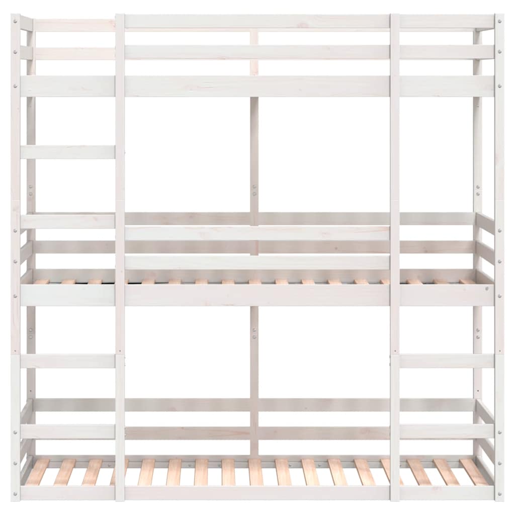 vidaXL Triple Bunk Bed without Mattress White 75x190cm Solid Wood Pine 4