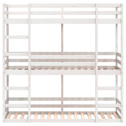 vidaXL Triple Bunk Bed without Mattress White 75x190cm Solid Wood Pine 4