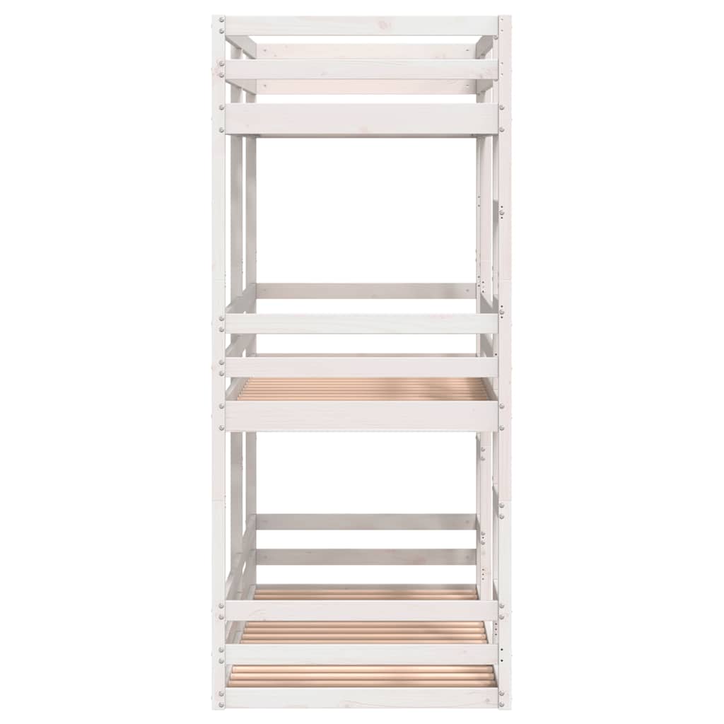 vidaXL Triple Bunk Bed without Mattress White 75x190cm Solid Wood Pine 6