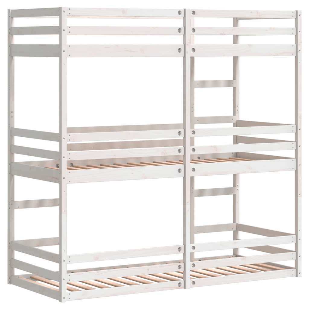 vidaXL Triple Bunk Bed without Mattress White 75x190cm Solid Wood Pine 5