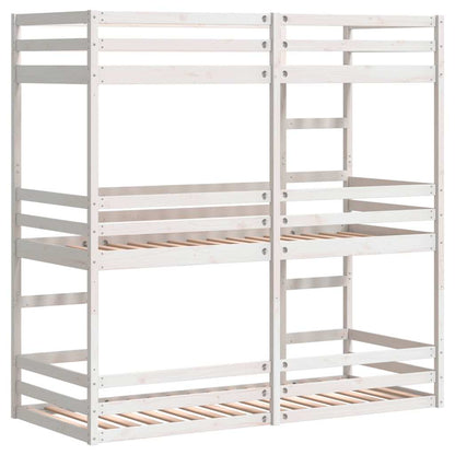 vidaXL Triple Bunk Bed without Mattress White 75x190cm Solid Wood Pine 5
