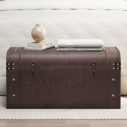 Treasure Chest with Latches Dark Brown 90x50x39,5 cm Plywood 79.5 cm 39.5 cm