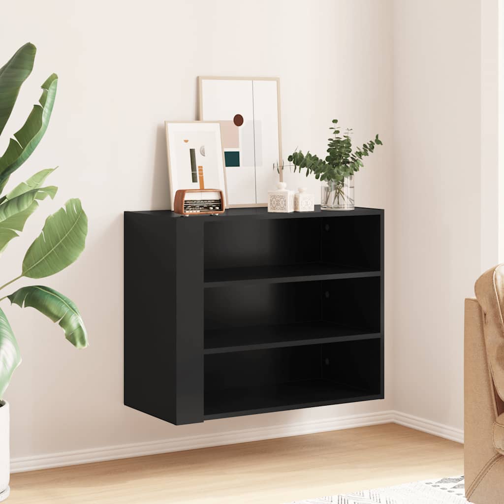 Wall Cabinet 75x35x60 cm Engineered Wood Black