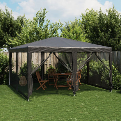 Party Tent with 8 Mesh Sidewalls HDPE with 8 Sidewalls Anthracite 4 m 4 m