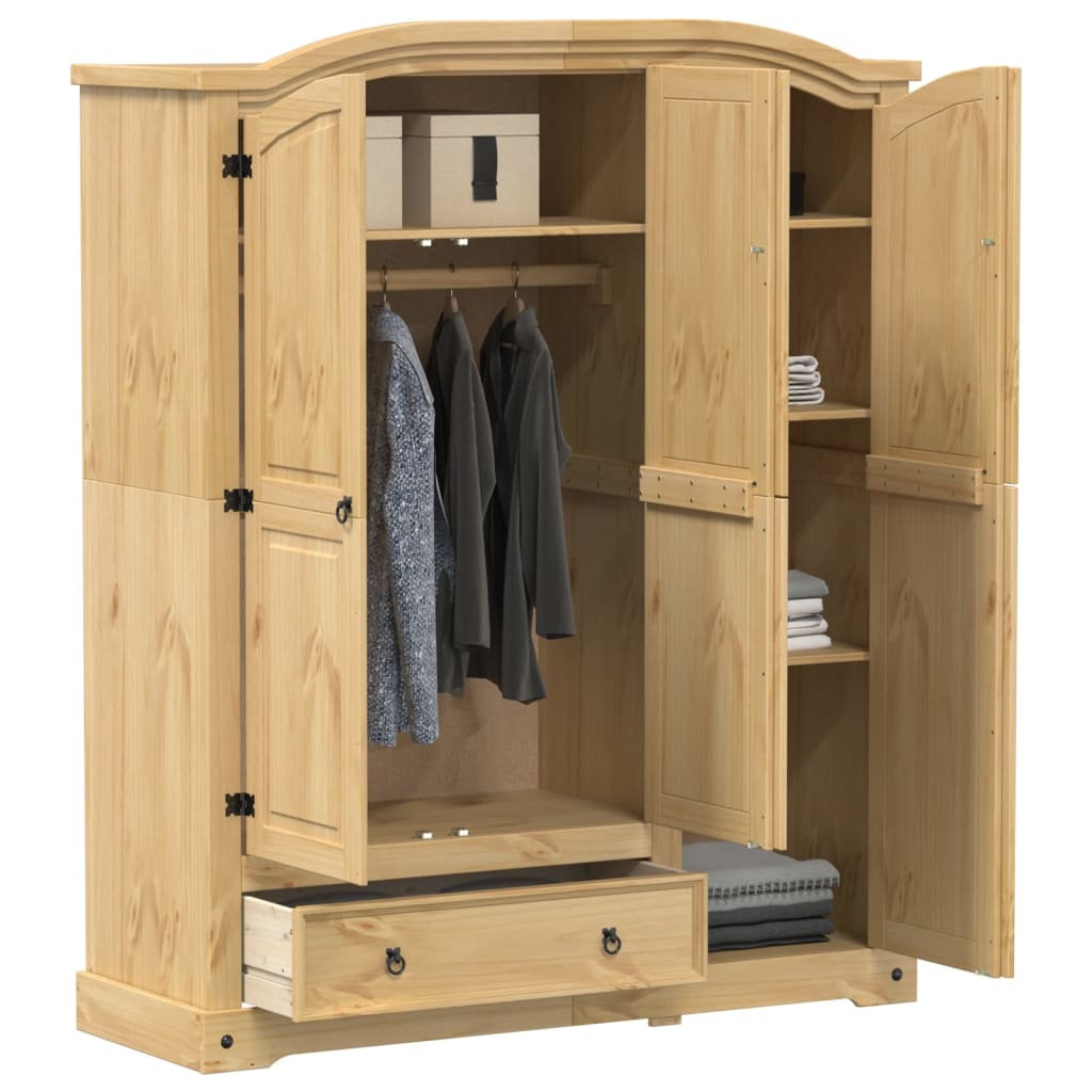 vidaXL Wardrobe "Corona" 151,5x52x186 cm Solid Wood Pine 3