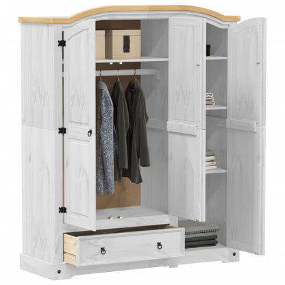 vidaXL Wardrobe "Corona" White 151,5x52x186 cm Solid Wood Pine 3