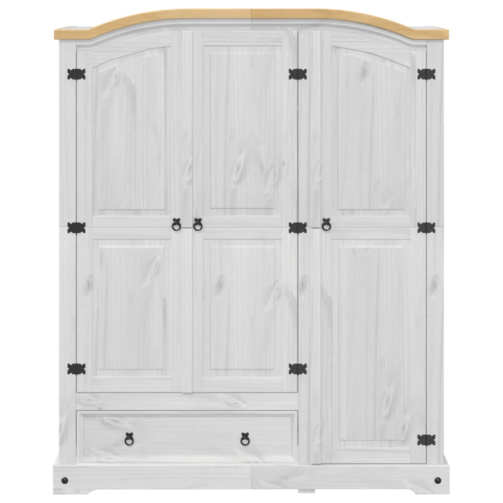 vidaXL Wardrobe "Corona" White 151,5x52x186 cm Solid Wood Pine 4
