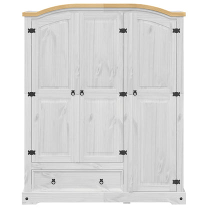 vidaXL Wardrobe "Corona" White 151,5x52x186 cm Solid Wood Pine 4