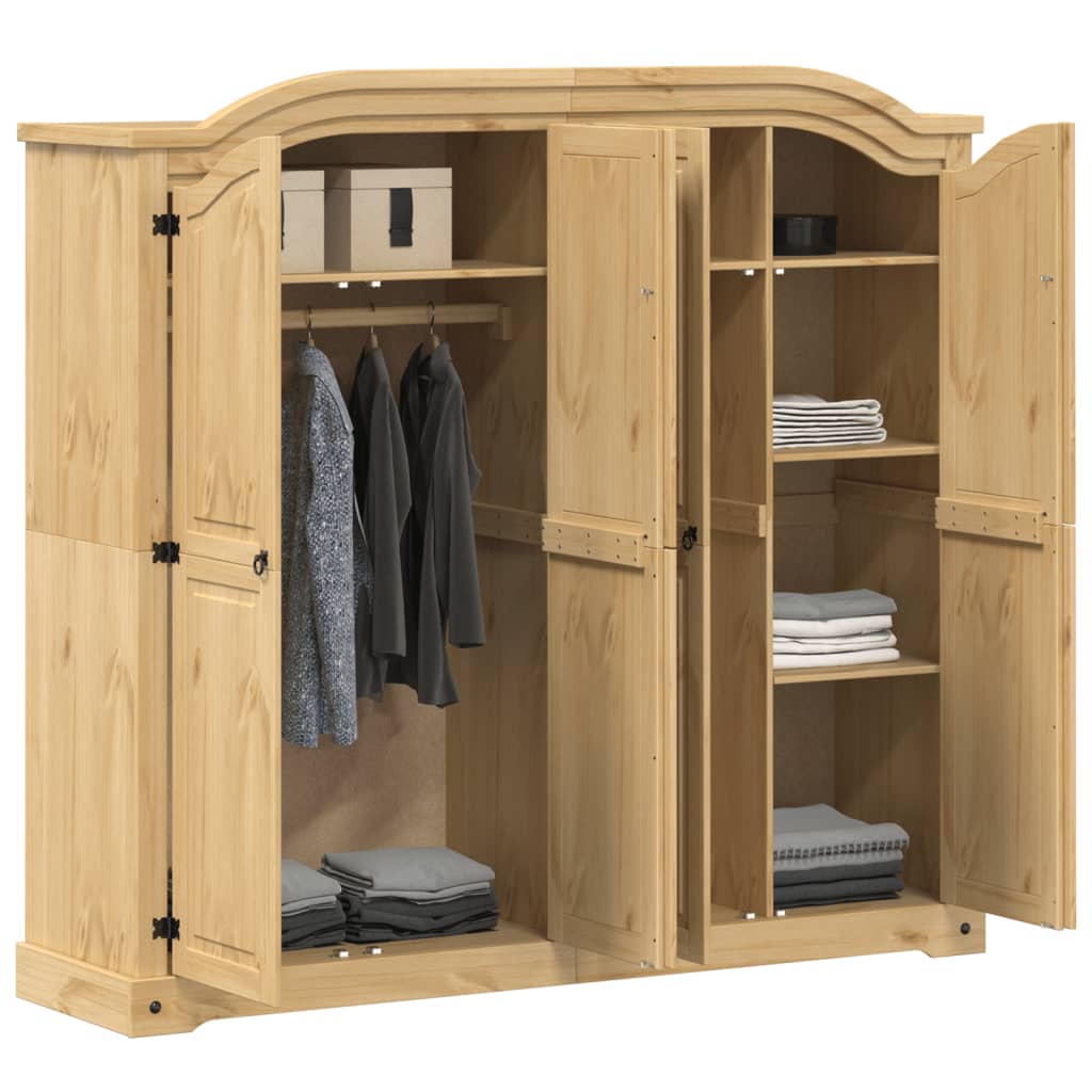 vidaXL Wardrobe "Corona" 194x52x186 cm Solid Wood Pine 3