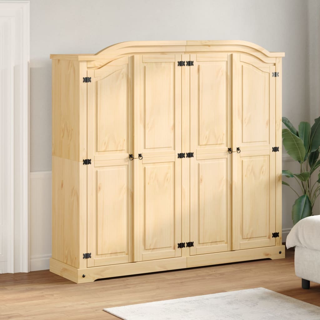 vidaXL Wardrobe "Corona" 194x52x186 cm Solid Wood Pine 1