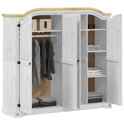 vidaXL Wardrobe "Corona" White 194x52x186 cm Solid Wood Pine 3