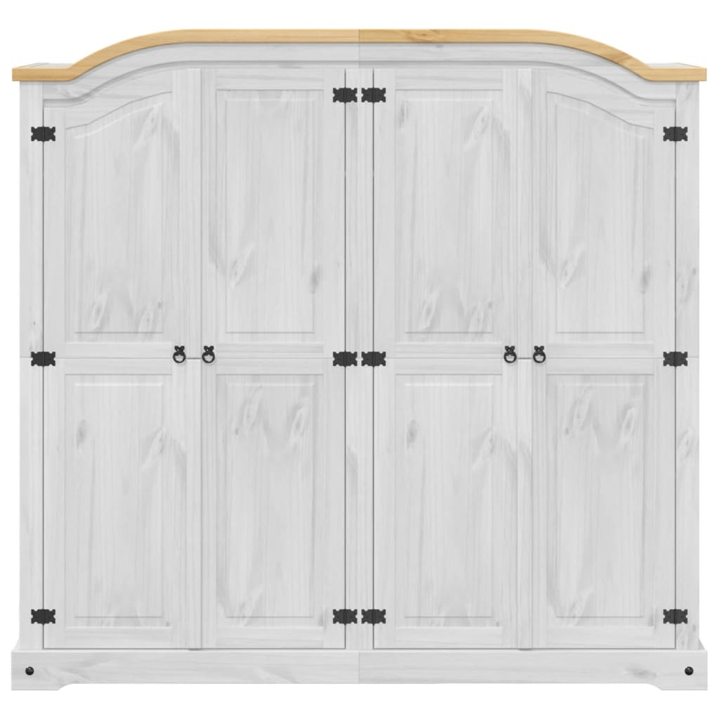 vidaXL Wardrobe "Corona" White 194x52x186 cm Solid Wood Pine 4