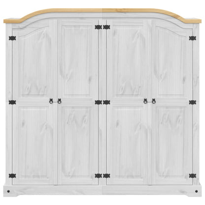 vidaXL Wardrobe "Corona" White 194x52x186 cm Solid Wood Pine 4
