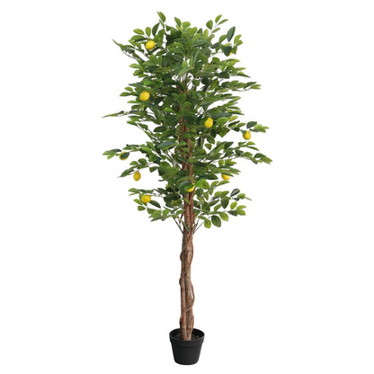 Artificial Lemon Tree with 3 Trunks Green PP 180 cm