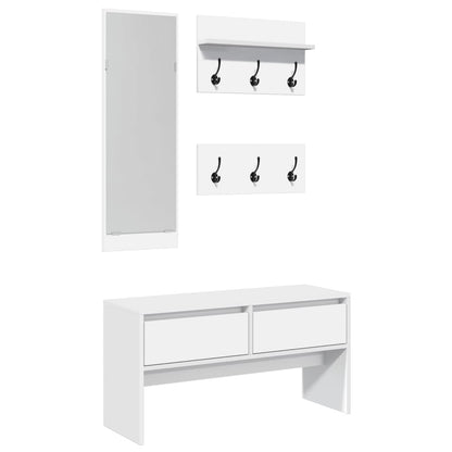 4 Piece Hallway Furniture Set Engineered Wood White