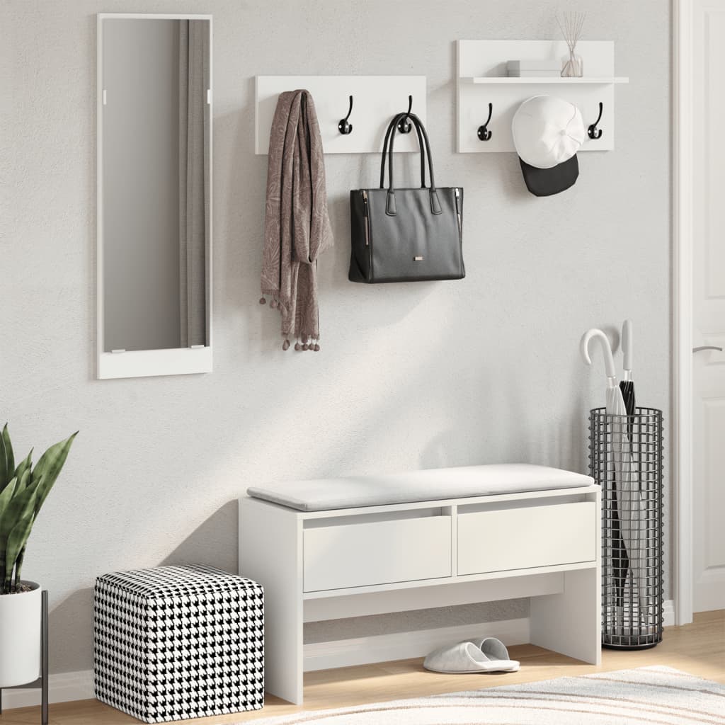 4 Piece Hallway Furniture Set Engineered Wood White