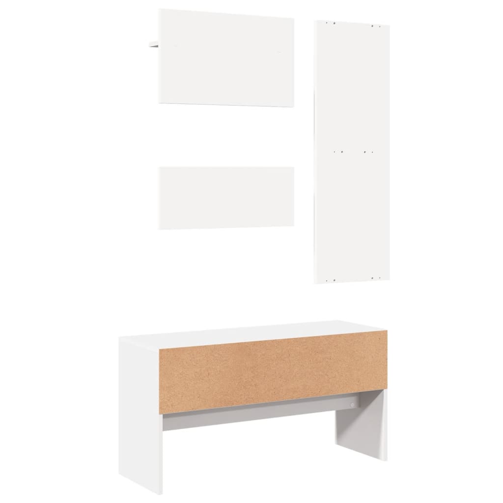 4 Piece Hallway Furniture Set Engineered Wood White