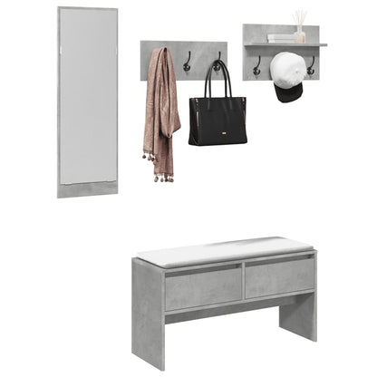 4 Piece Hallway Furniture Set Engineered Wood Concrete grey