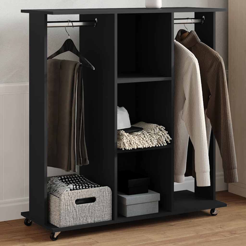 Wardrobe with Wheels 102x38x110 cm Engineered Wood Black